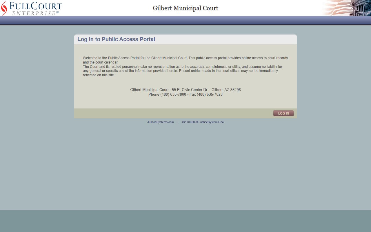 Gilbert Municipal Court case lookup portal