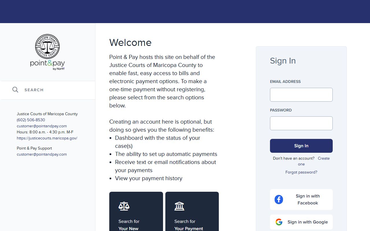 Maricopa County Justice Courts Point and Pay payment portal