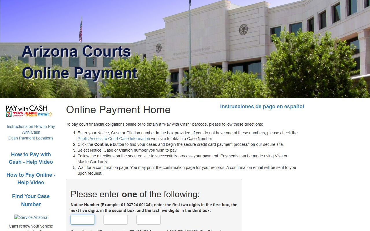 AZCourtPay online payment portal for Arizona traffic tickets